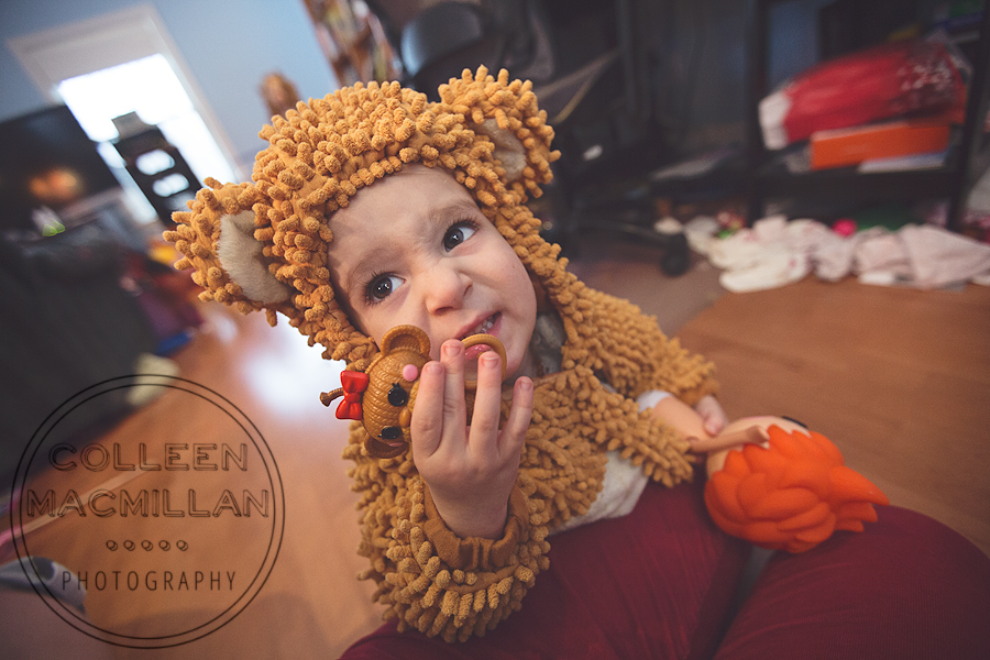 candid image boy in bear suit